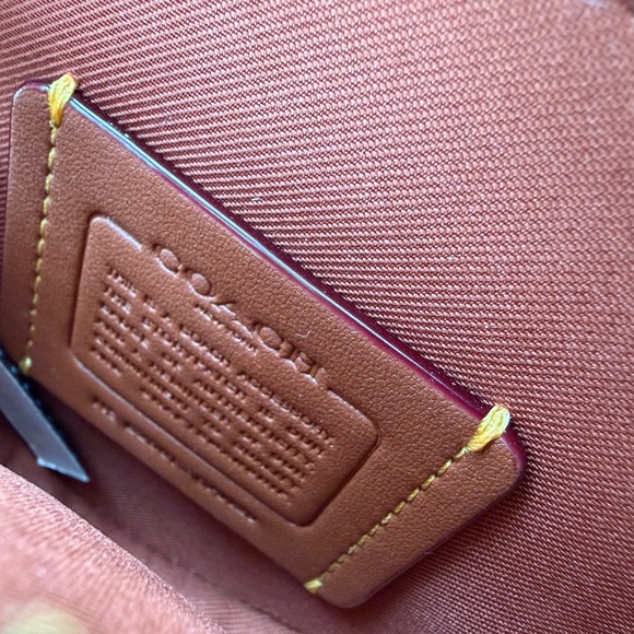 COACH Orange Leather Round Zip Coin Case - Picture 5 of 5